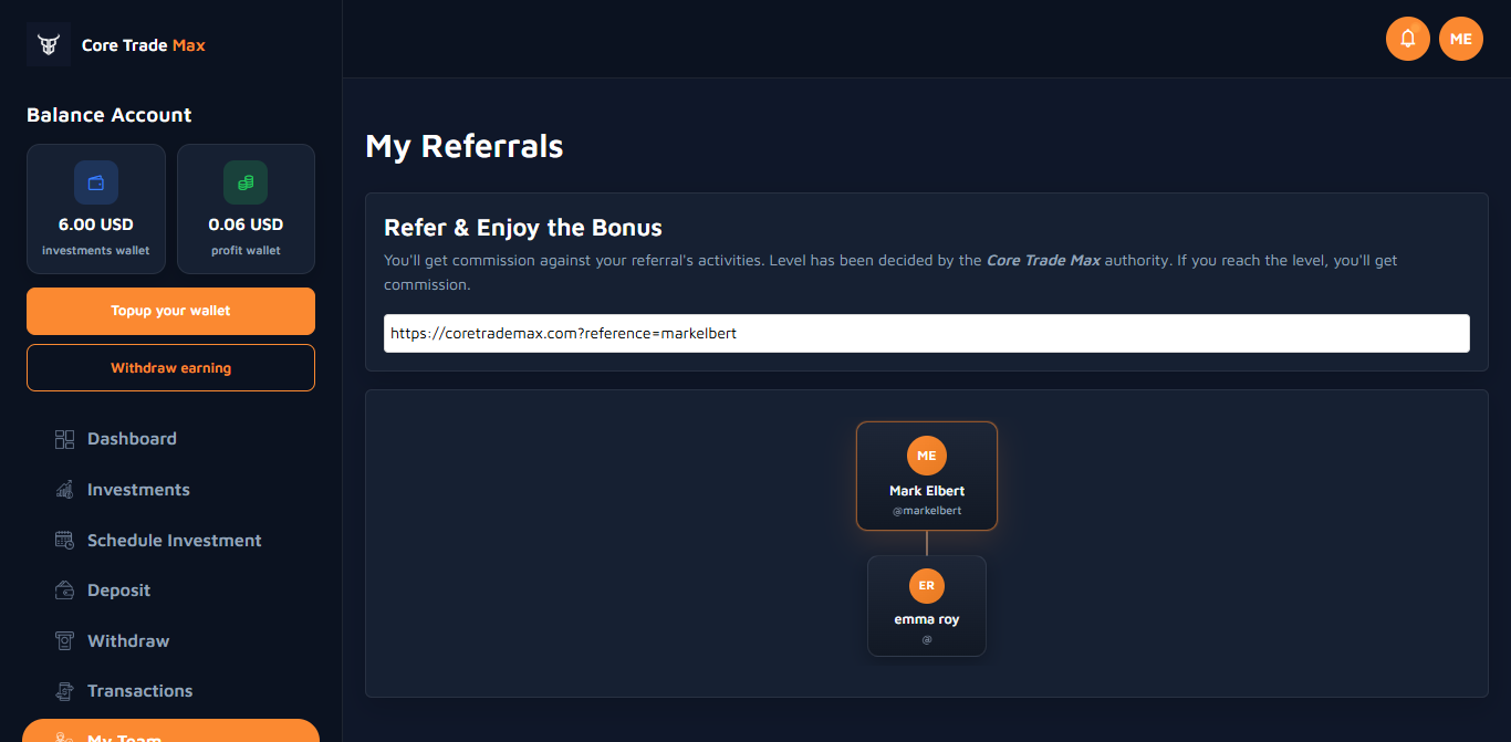 Referral page screenshot