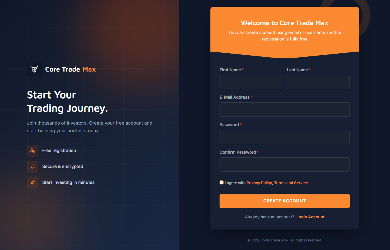 Signup form screenshot